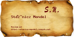 Stánicz Mendel névjegykártya